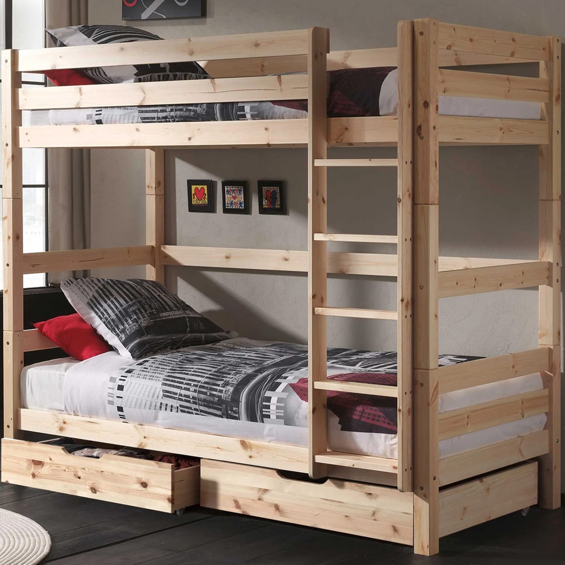 Etagenbett Claire mit Bettkästen Elise - Kieferholz