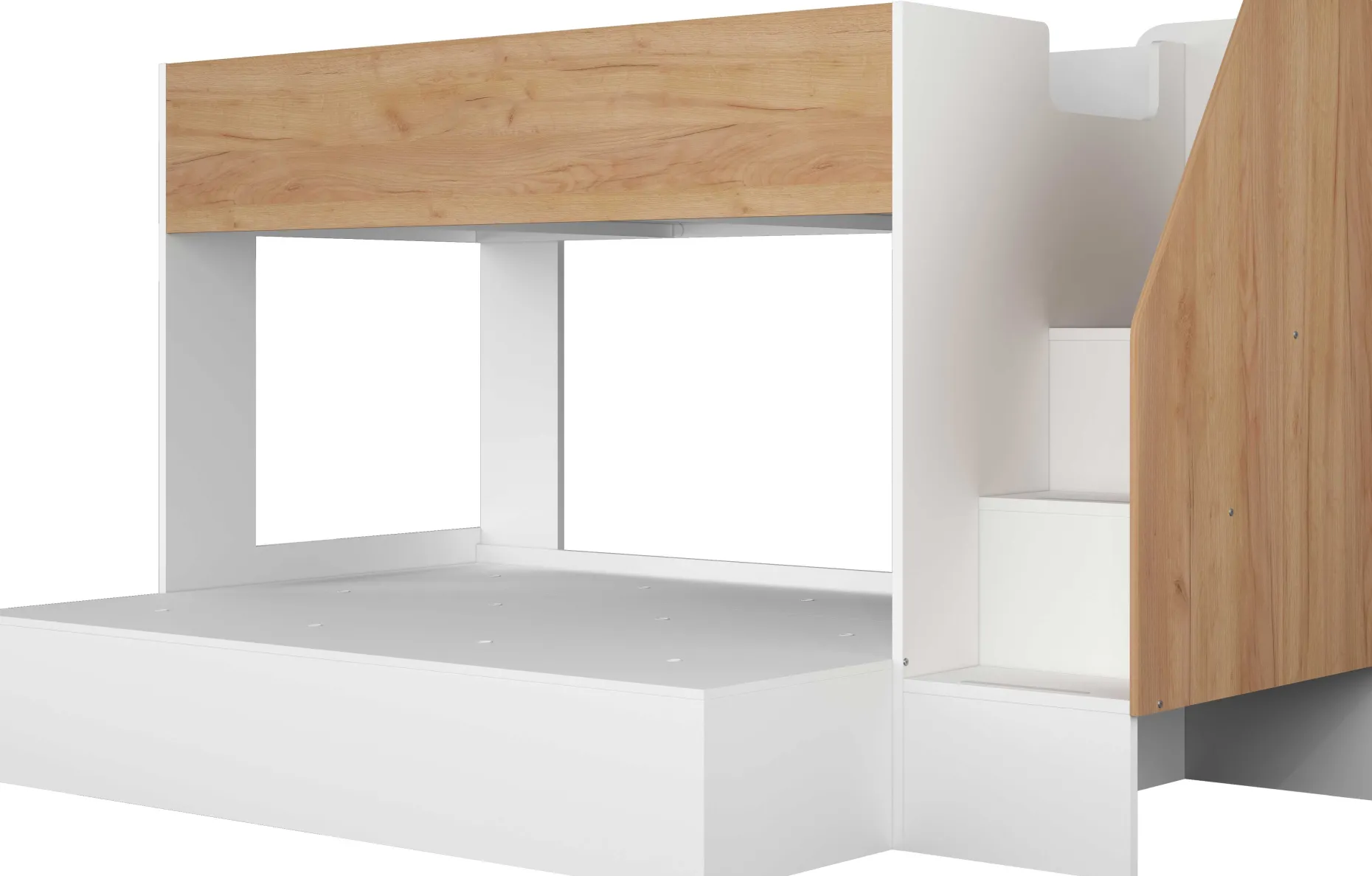 Etagenbett Easy für 3 Personen - 90x200cm und 140x200cm - Goldene Eiche Dekor/Weiß