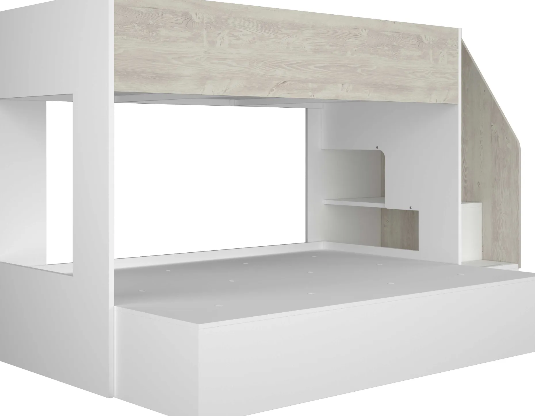 Etagenbett Easy für 3 Personen - 90x200cm und 140x200cm - cascina Eiche Dekor/Weiß