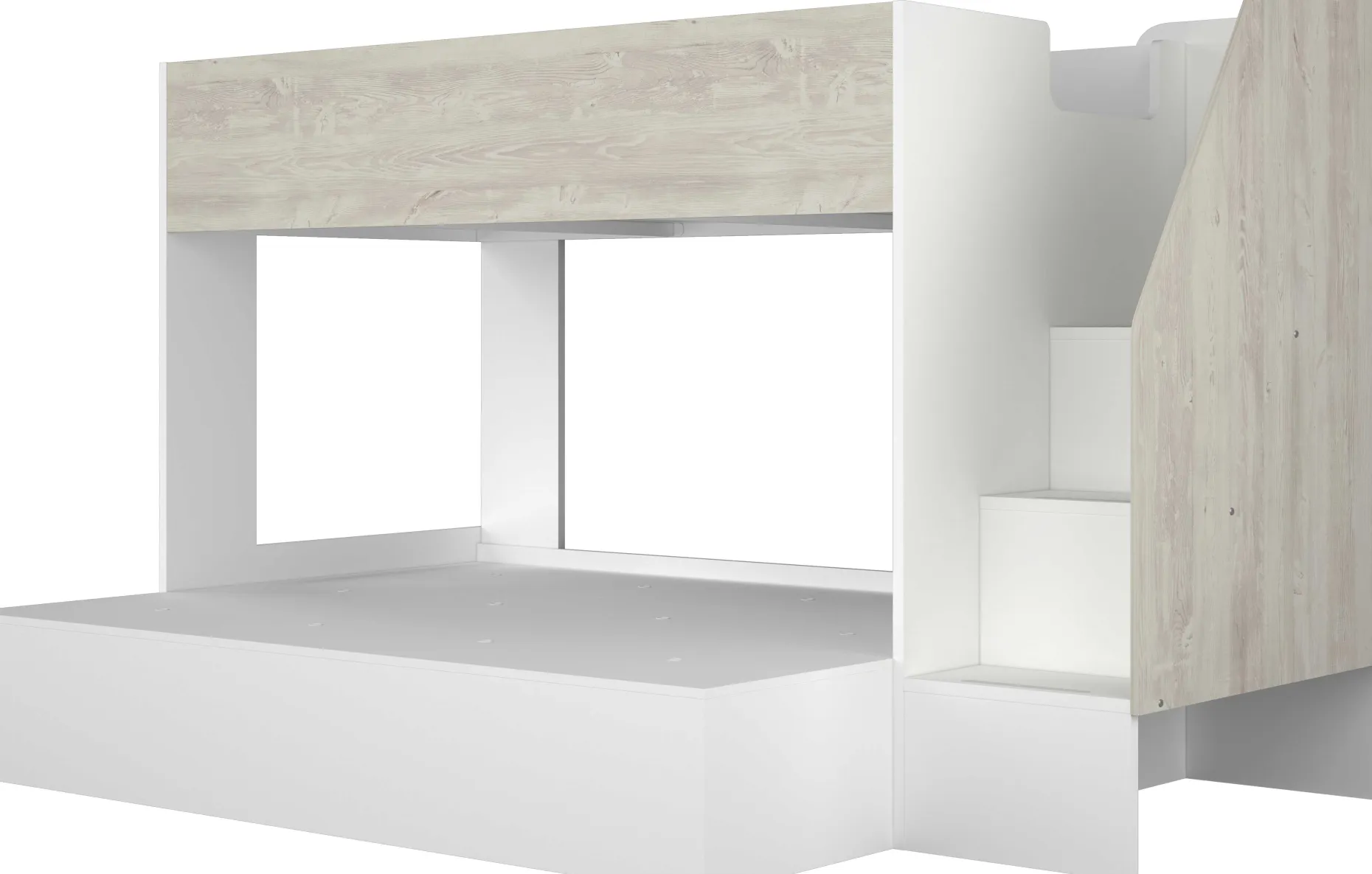 Etagenbett Easy für 3 Personen - 90x200cm und 140x200cm - cascina Eiche Dekor/Weiß