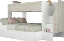 Etagenbett Easy für 3 Personen - 90x200cm und 140x200cm - cascina Eiche Dekor/Weiß