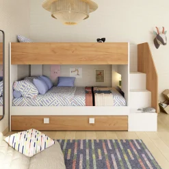 Etagenbett Easy - 90x200cm - mit Bettkasten - Goldene Eiche/Weiß