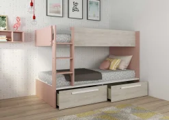 Etagenbett Fleur mit Schubladen - altrosa