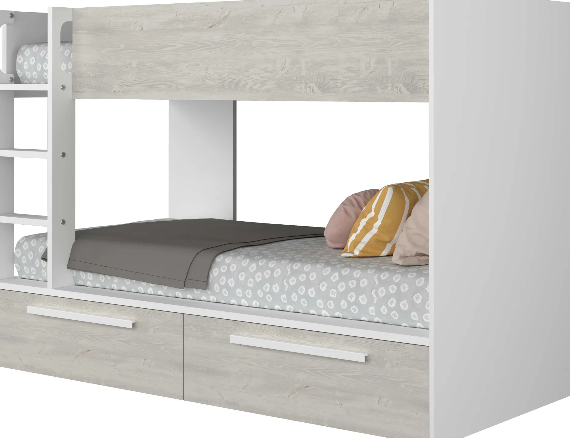 Etagenbett Fleur mit Schubladen - weiß