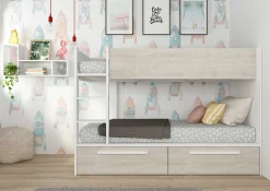 Etagenbett Fleur mit Schubladen - weiß