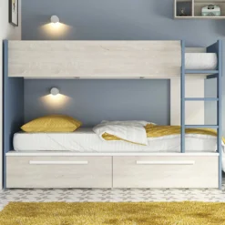 Etagenbett Fleur mit Schubladen - blau