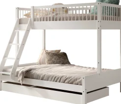 Etagenbett Forrest 3-Sitzer - 90x200 und 140x200 - mit Bettkasten - Weißbuche