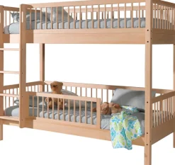 Etagenbett Forrest 90x200cm mit Bettkasten und Bettgitter - Buche