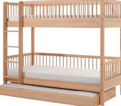 Etagenbett Forrest 90x200cm mit Rollbett - Buche Massivholz