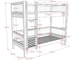 Etagenbett Forrest 90x200cm mit Rollbett - Buche Massivholz