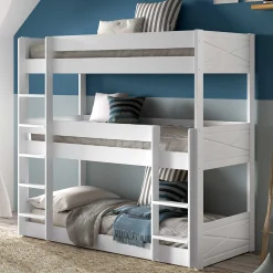 Etagenbett für 3 Personen Scott - 270x105x200 cm - Weiß