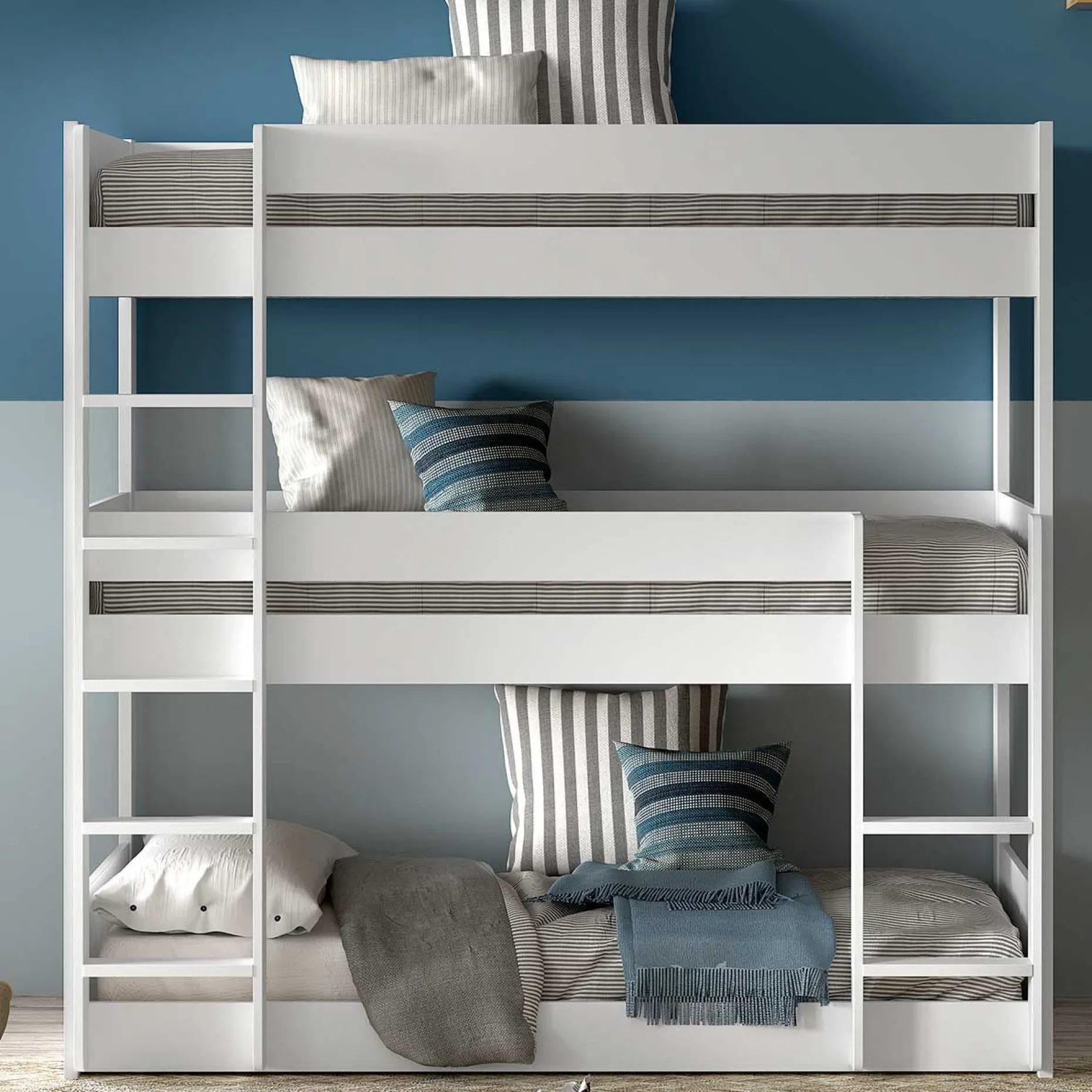 Etagenbett für 3 Personen Scott - 270x105x200 cm - Weiß