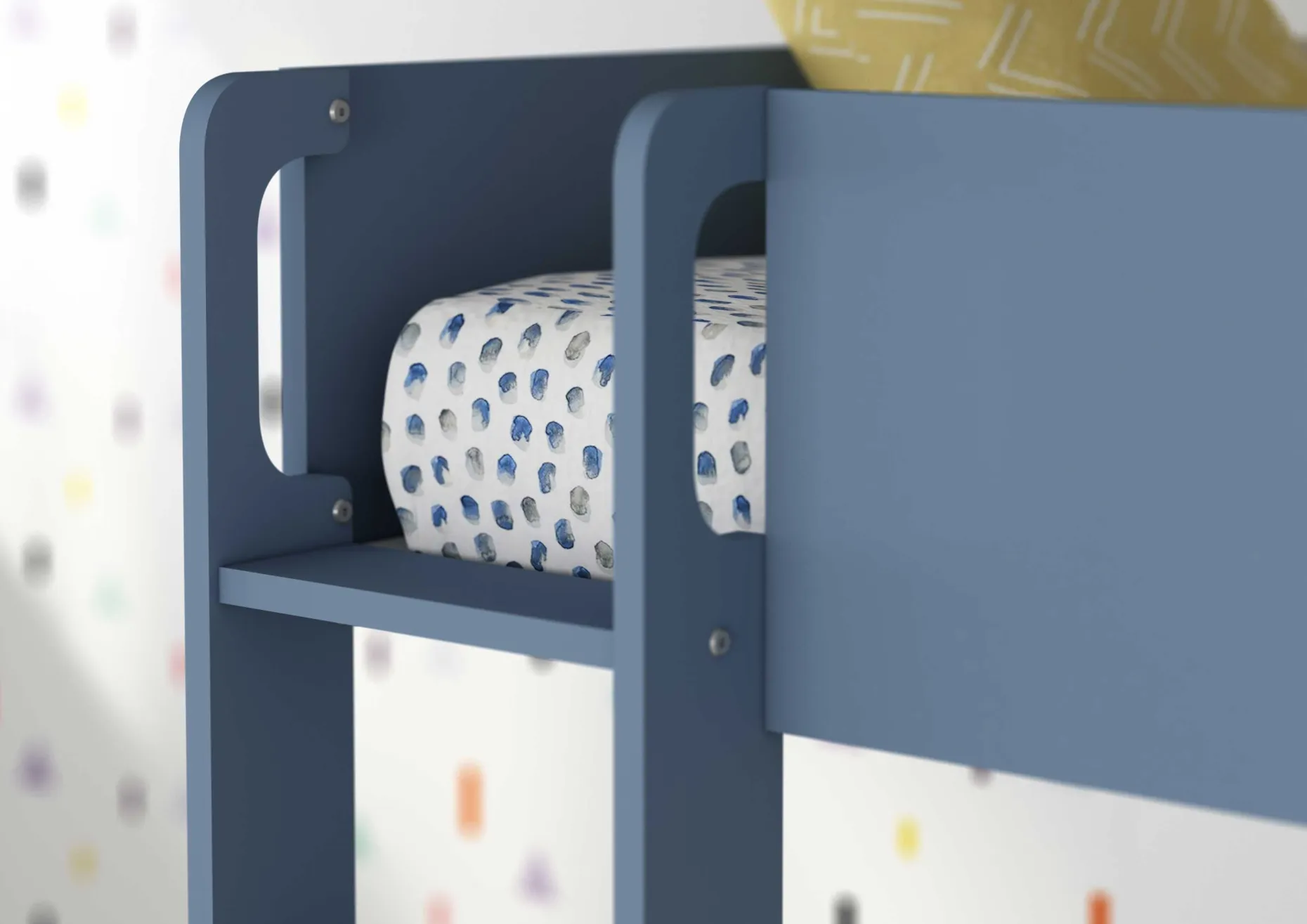 Etagenbett Jip mit Schrank & Schubladen - 90x190cm - Eiche/weiß/blau