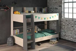 Etagenbett Leo inkl. Matratzenauflagen - Eiche/grau