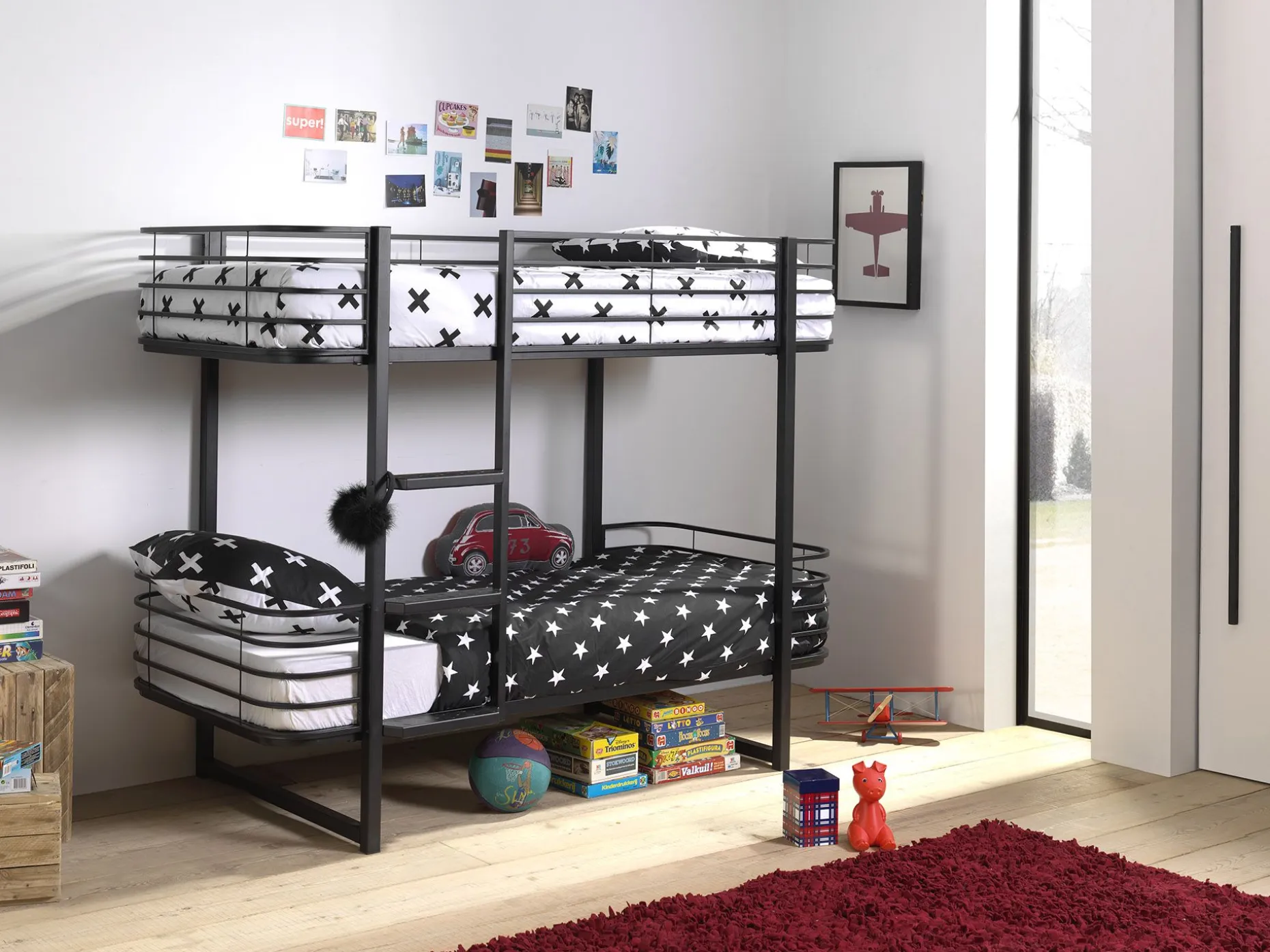 Etagenbett Oscar - 90x200cm - schwarz