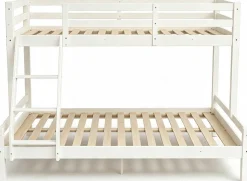 Etagenbett Sven - 90x200 & 140x200cm - 3 Personen – massives Kiefernholz - weiß