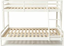 Etagenbett Sven - 90x200 & 140x200cm - 3 Personen – massives Kiefernholz - weiß