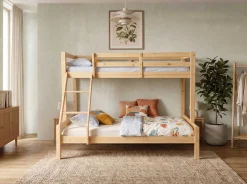 Etagenbett Sven - 90x200 & 140x200cm - 3 Personen – massives Kiefernholz