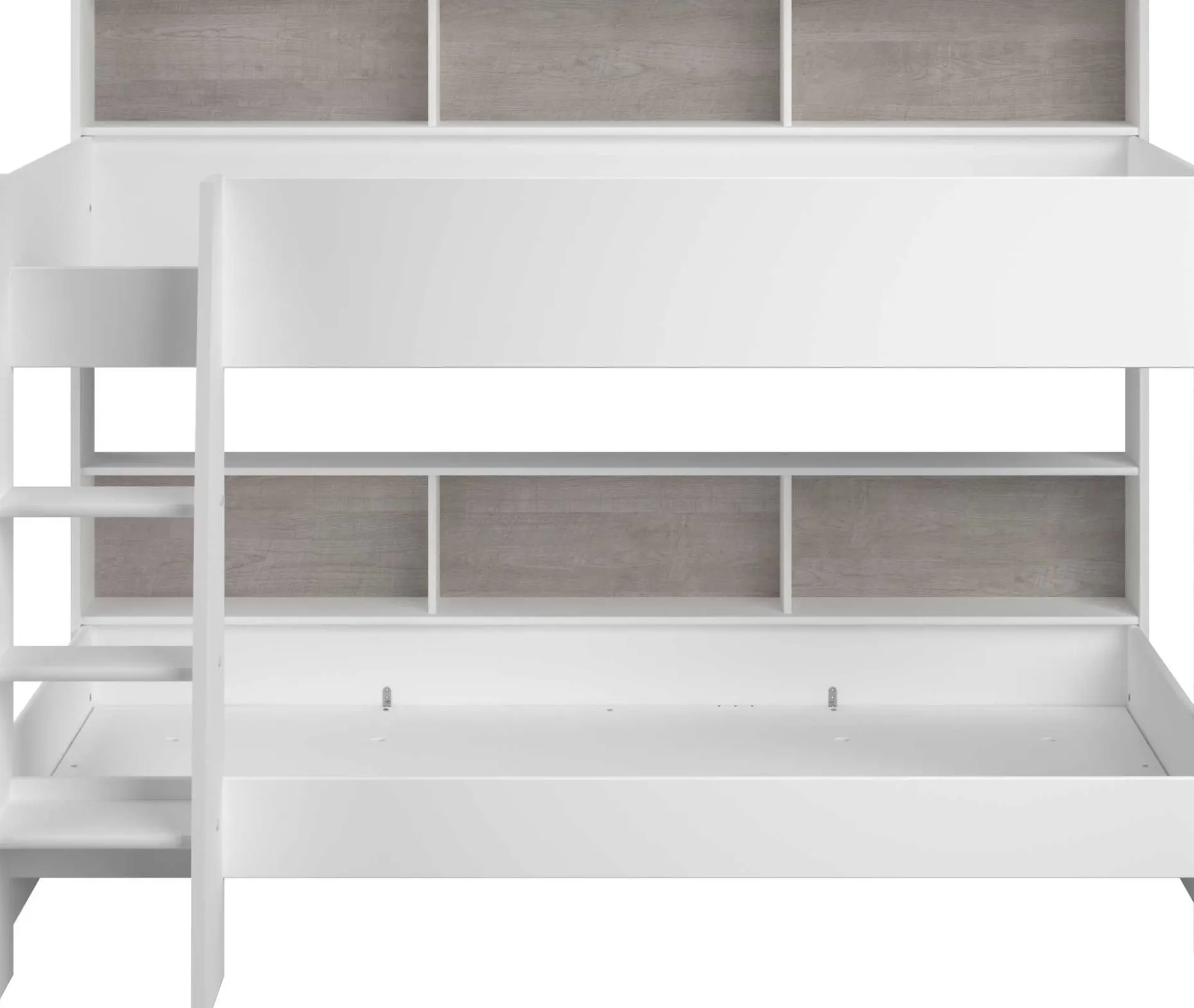 Etagenbett Taylor 90x200 - mit Stauraum - weiß /grau