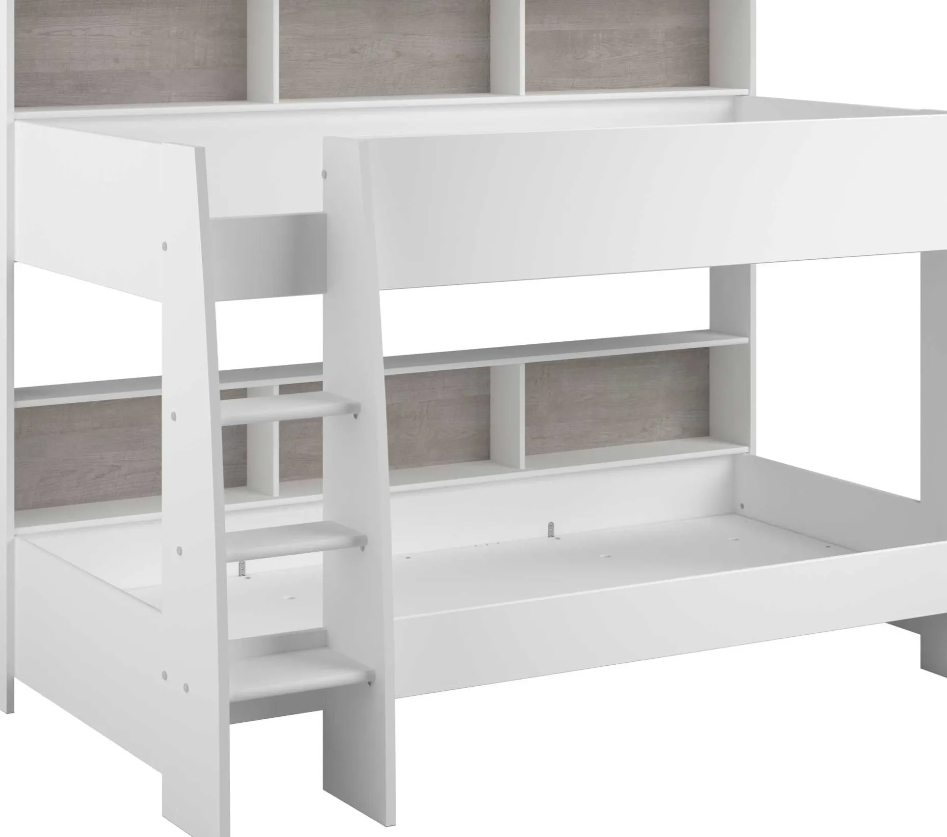 Etagenbett Taylor 90x200 - mit Stauraum - weiß /grau