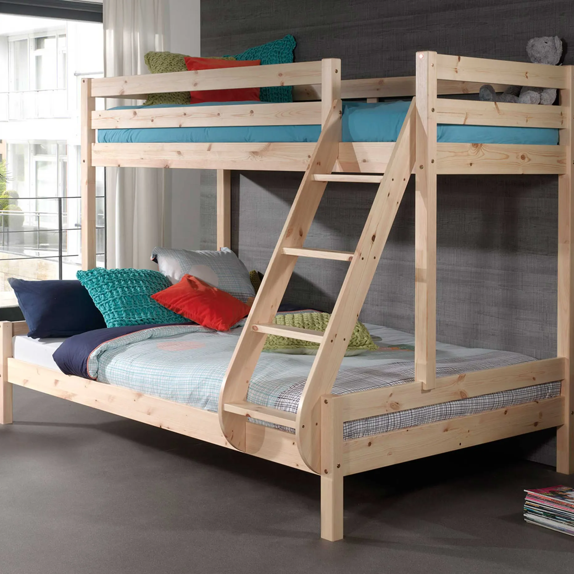 Etagenbett Triple 3-Sitzer Holz - Kieferholz