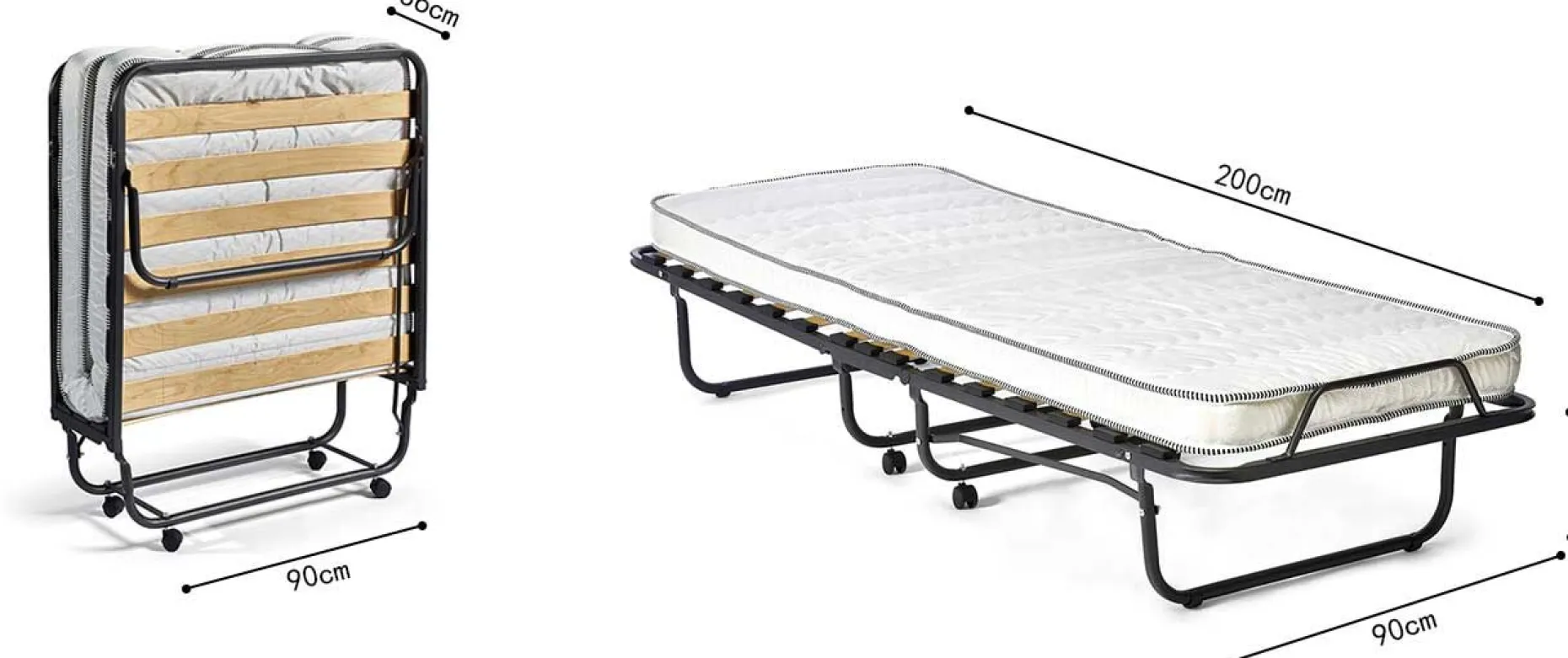 Etagenbett Xenia 90x200 cm - inklusive Matratze - schwarz
