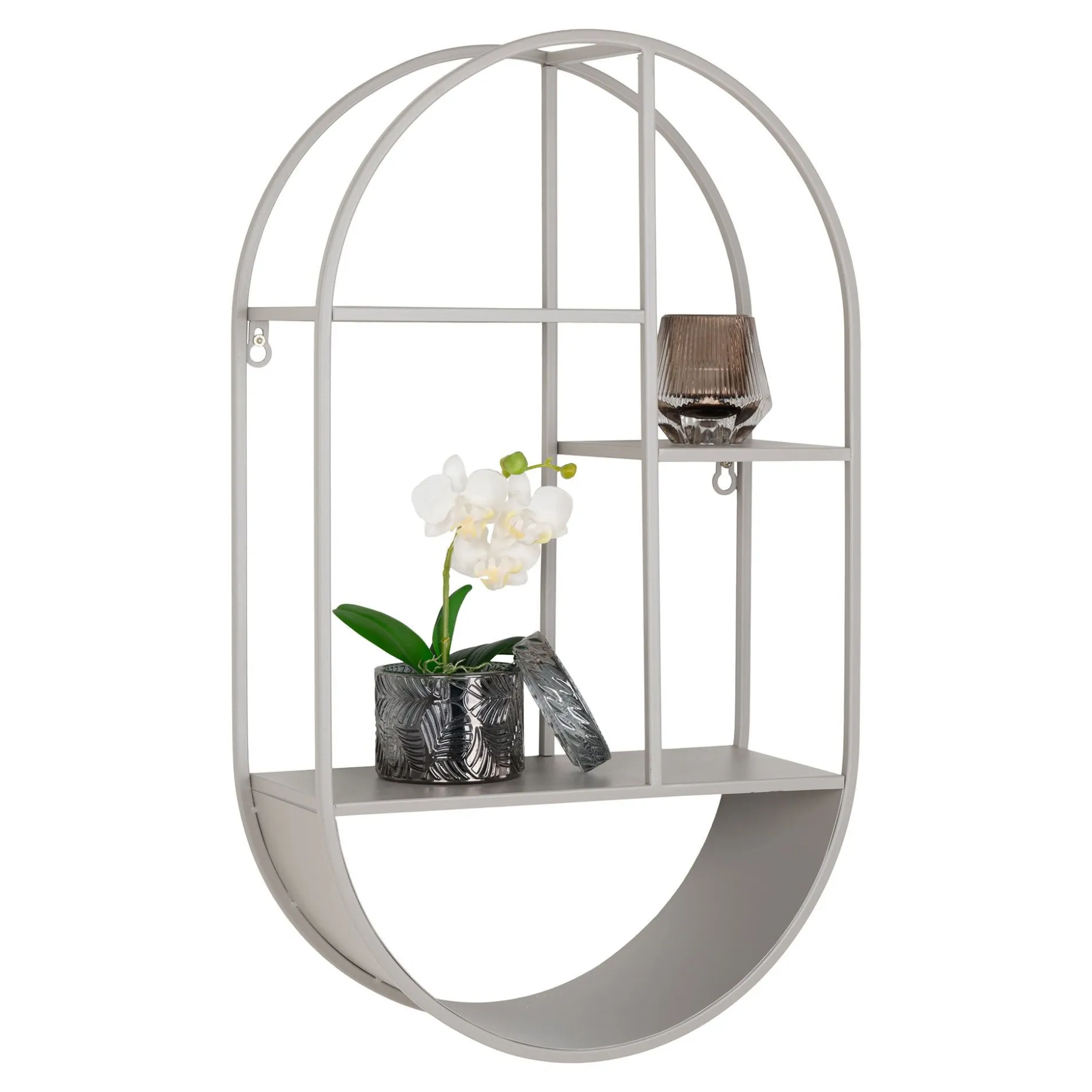 Feira Ovales Wandregal aus grauem Stahl 35x15x60 cm