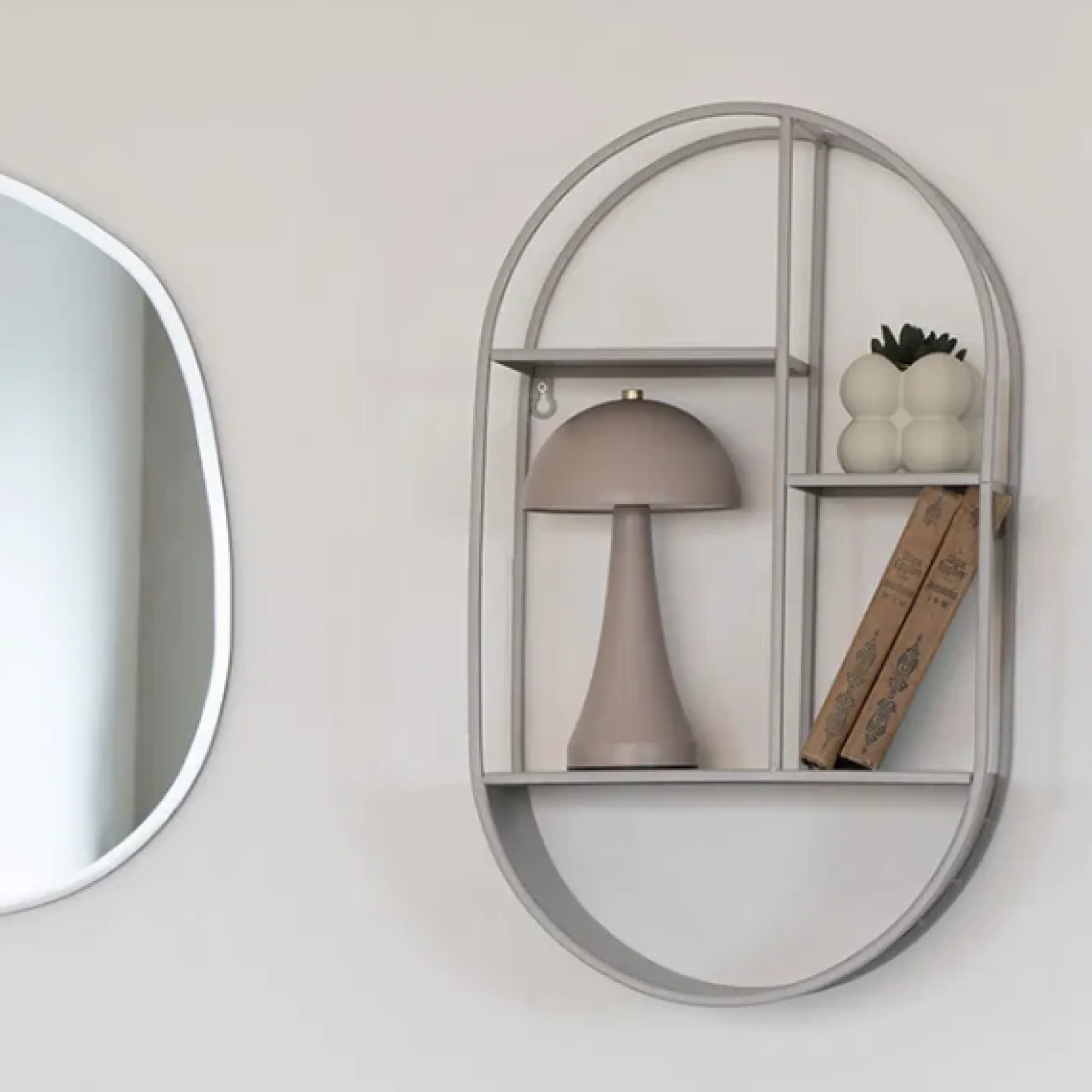Feira Ovales Wandregal aus grauem Stahl 35x15x60 cm