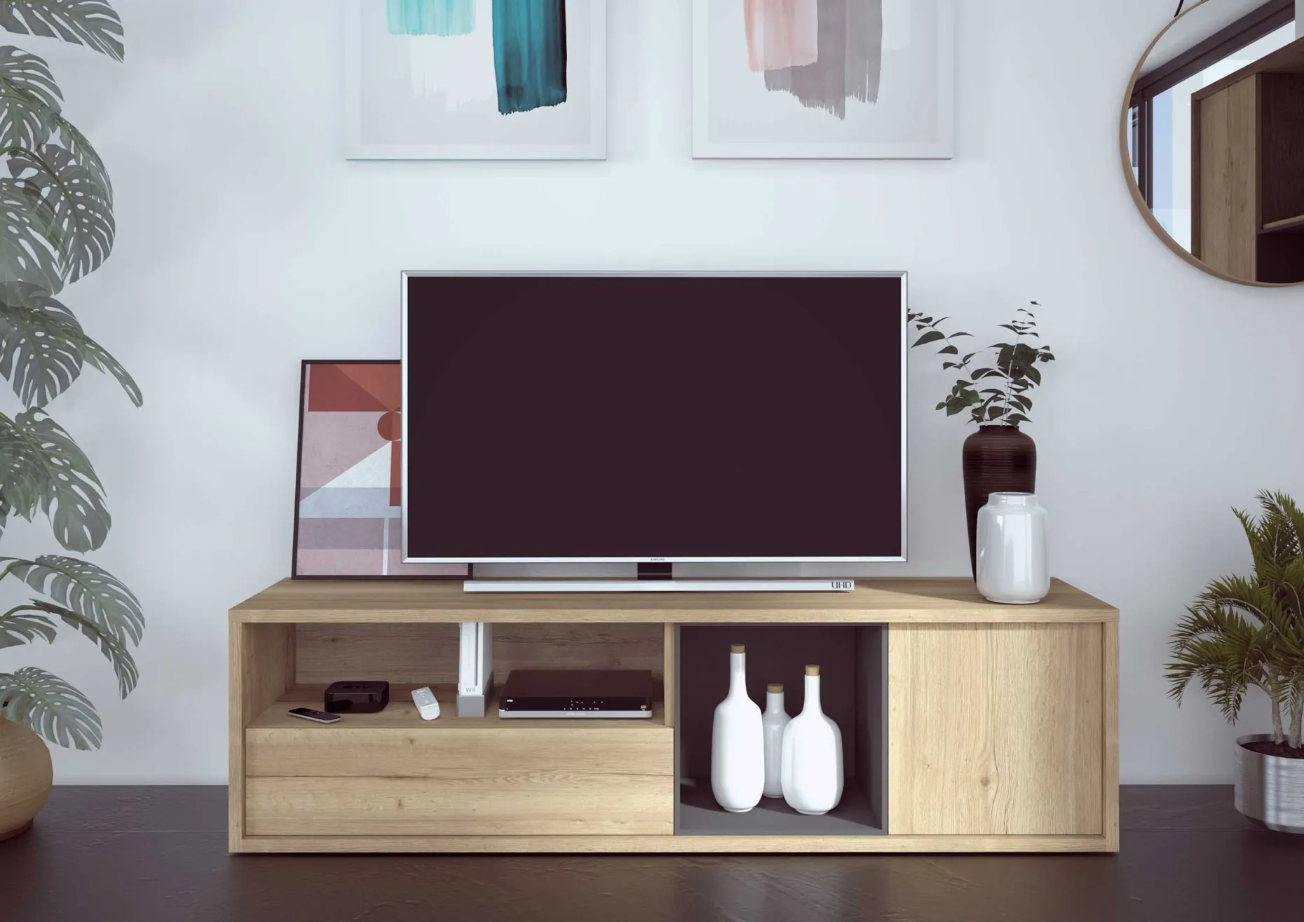 Fernsehmöbel Frame 177cm - Eiche hell
