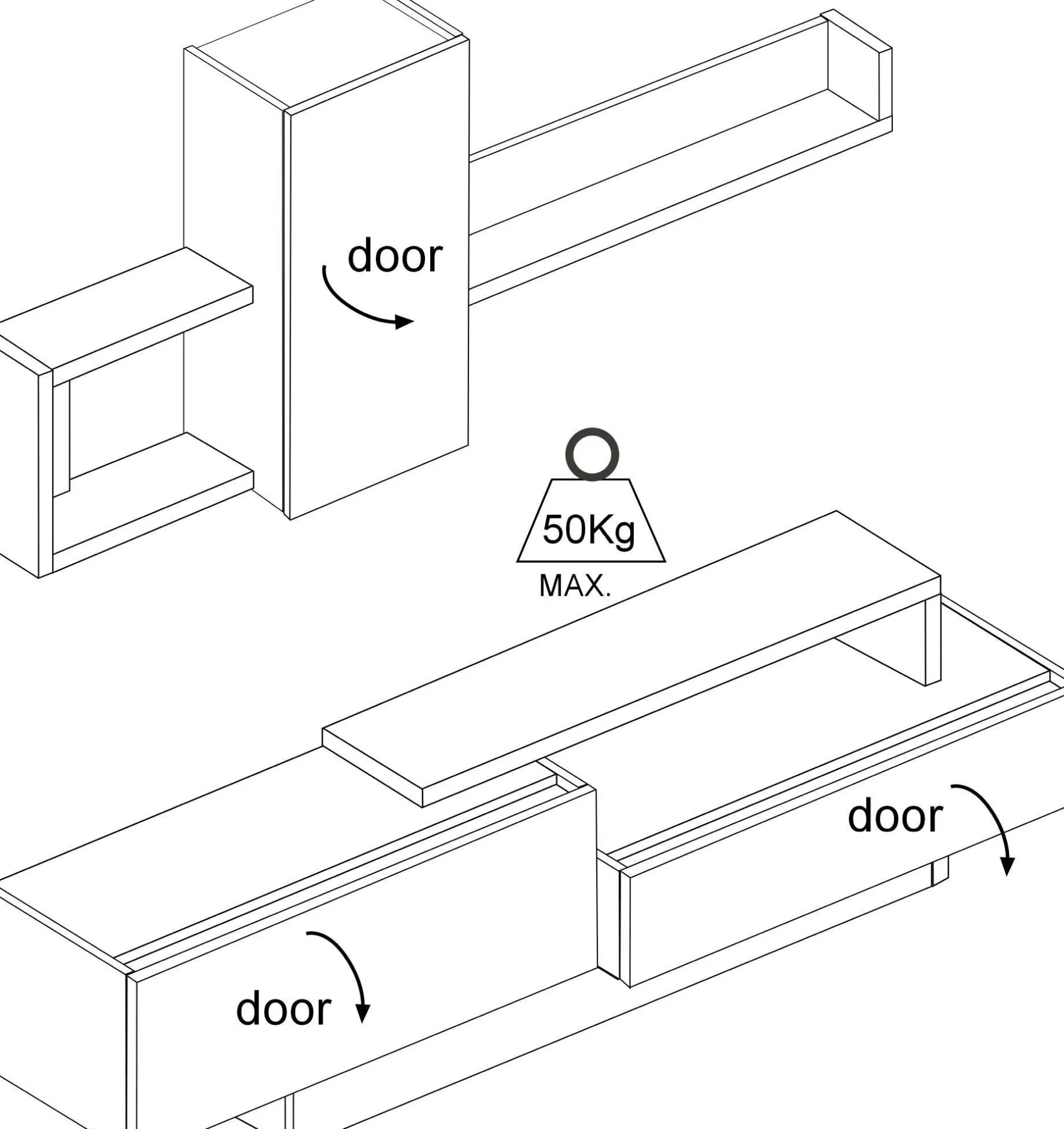 Fernsehschrank Cosmit 240cm - Eiche/anthrazit
