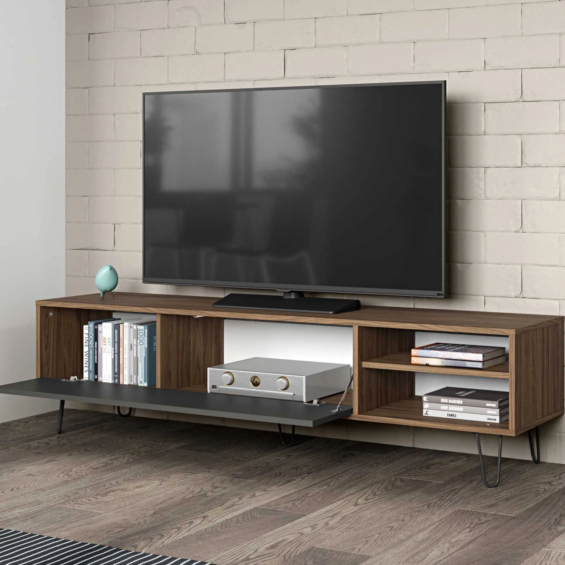 Fernsehschrank Jiro 165cm - Walnuss/Anthrazit