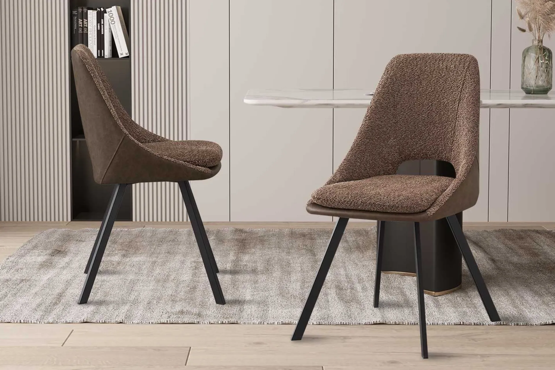 Rousseau Filou' Bouclé Sand Stuhl | PU Polsterung - 85x48x56cm