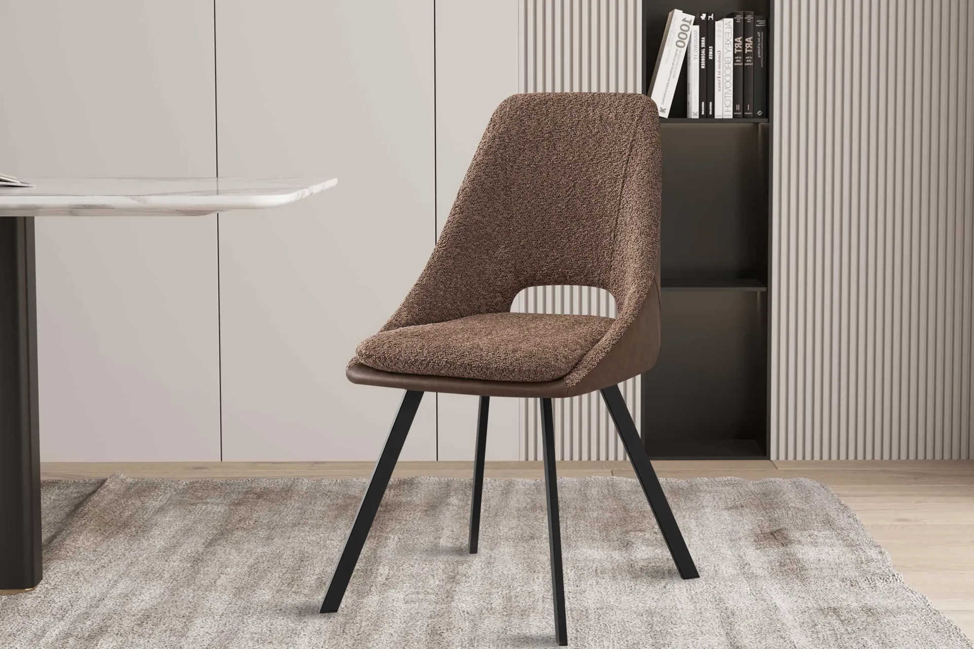 Rousseau Filou' Bouclé Sand Stuhl | PU Polsterung - 85x48x56cm