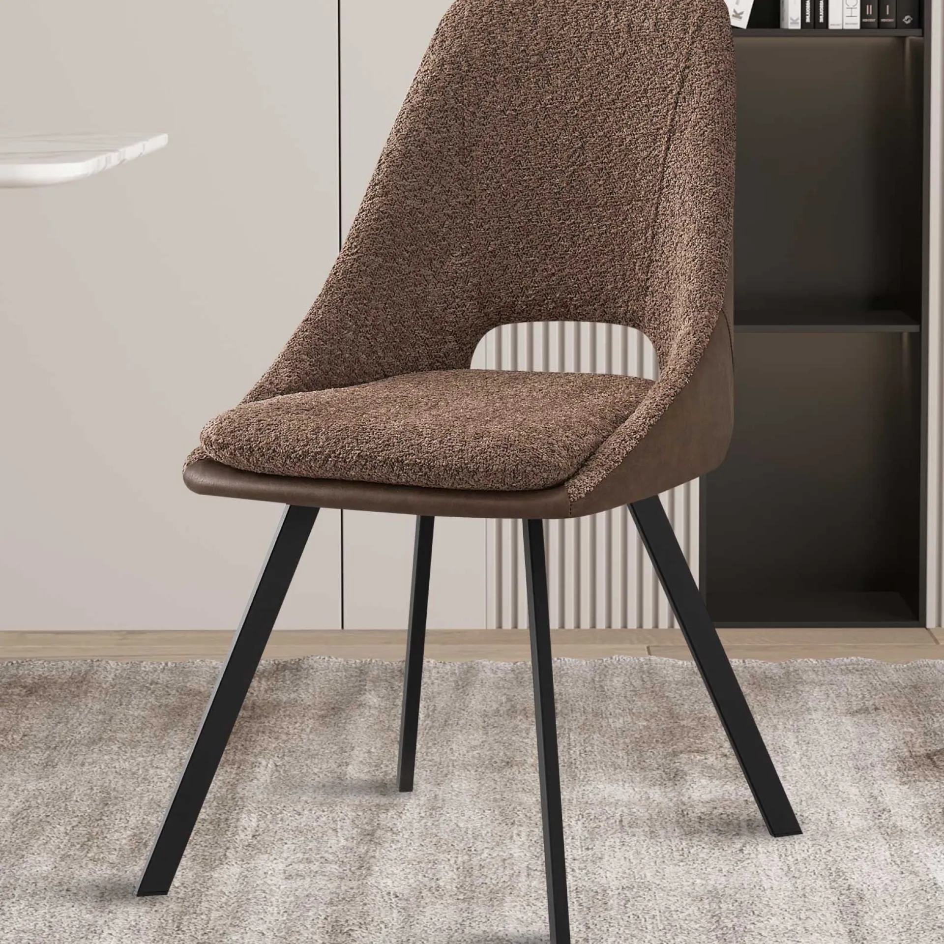 Rousseau Filou' Bouclé Sand Stuhl | PU Polsterung - 85x48x56cm