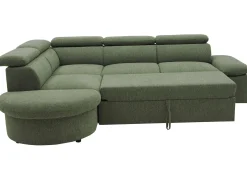 PGS Firenze Ecksofa links - mit Bettfunktion - Stoff oliv