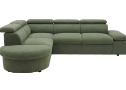 PGS Firenze Ecksofa links - mit Bettfunktion - Stoff oliv