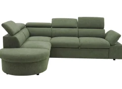 PGS Firenze Ecksofa links - mit Bettfunktion - Stoff oliv