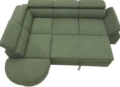 PGS Firenze Ecksofa links - mit Bettfunktion - Stoff oliv