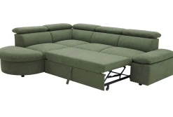 PGS Firenze Ecksofa links - mit Bettfunktion - Stoff oliv