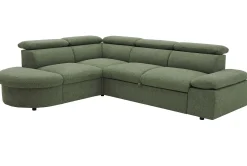 PGS Firenze Ecksofa links - mit Bettfunktion - Stoff oliv