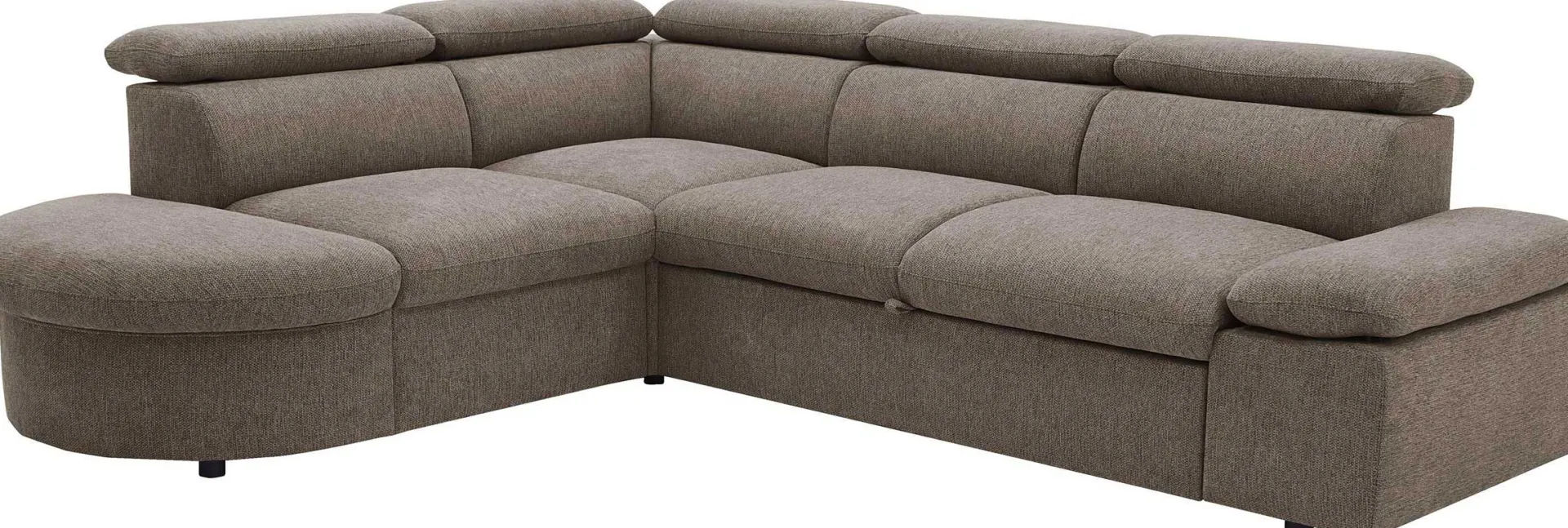 PGS Firenze Ecksofa links - mit Bettfunktion - kastaniener Stoff