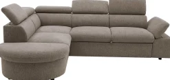PGS Firenze Ecksofa links - mit Bettfunktion - kastaniener Stoff