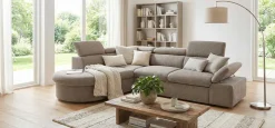 PGS Firenze Ecksofa links - mit Bettfunktion - kastaniener Stoff