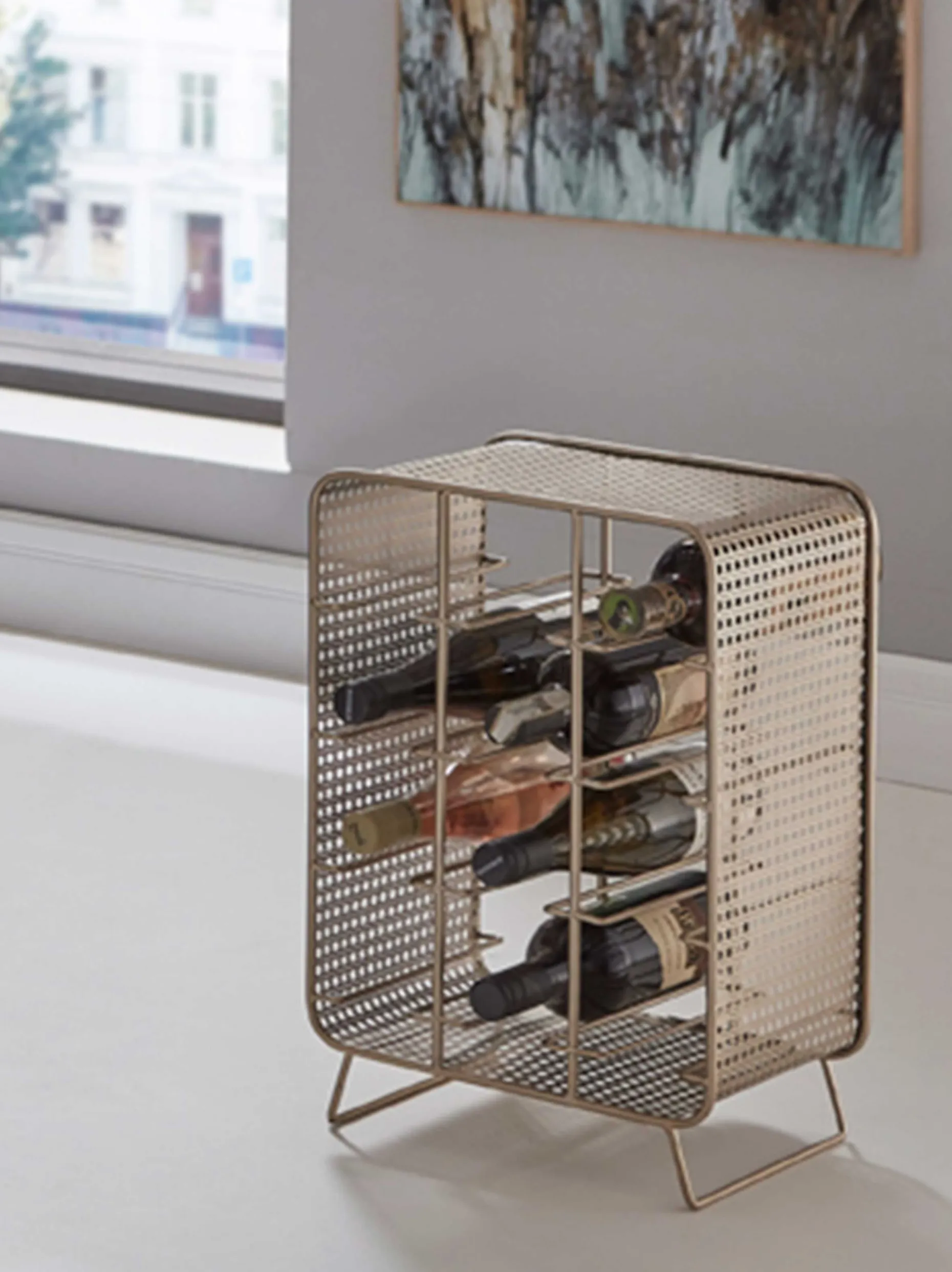 Flaschenhalter | 30 x 24 x 46 cm | Gold / Metall