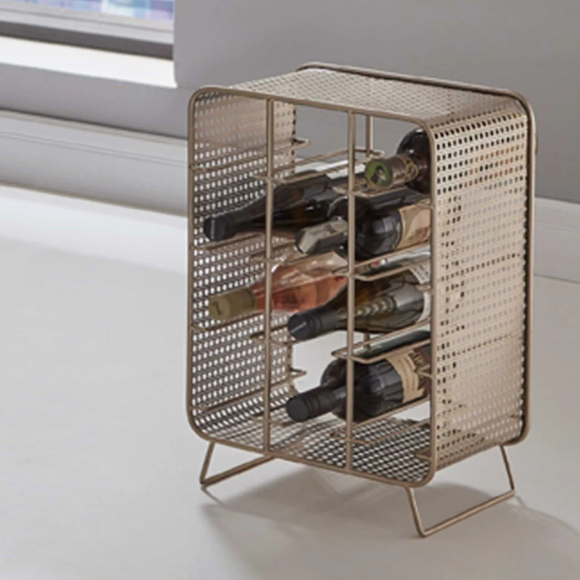 Flaschenhalter | 30 x 24 x 46 cm | Gold / Metall
