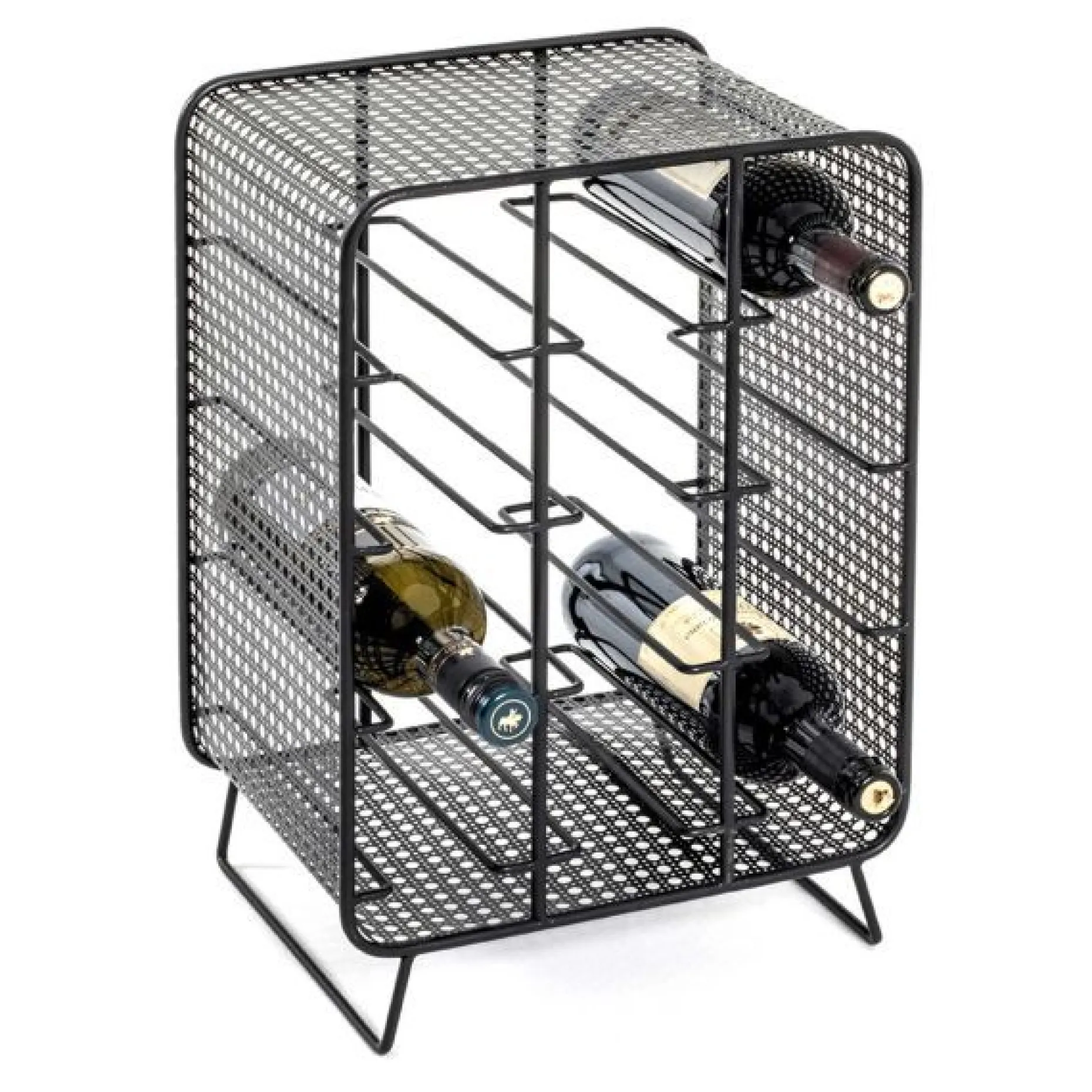 Flaschenhalter | 30 x 24 x 46 cm | Schwarz / Metall