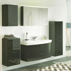 Held FlorentBadezimmer : Hängeschränke, Spiegelschrank, Waschtischschrank, Säulenschrank - Hochglanz grau