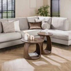 Emob Flow Solid M Beistelltisch: Acacia Glaze Brown