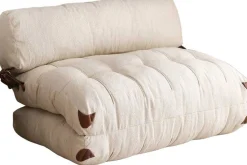 Emob Fold Kadife 2-Sitzer-Schlafsofa | Teddystoff | Creme