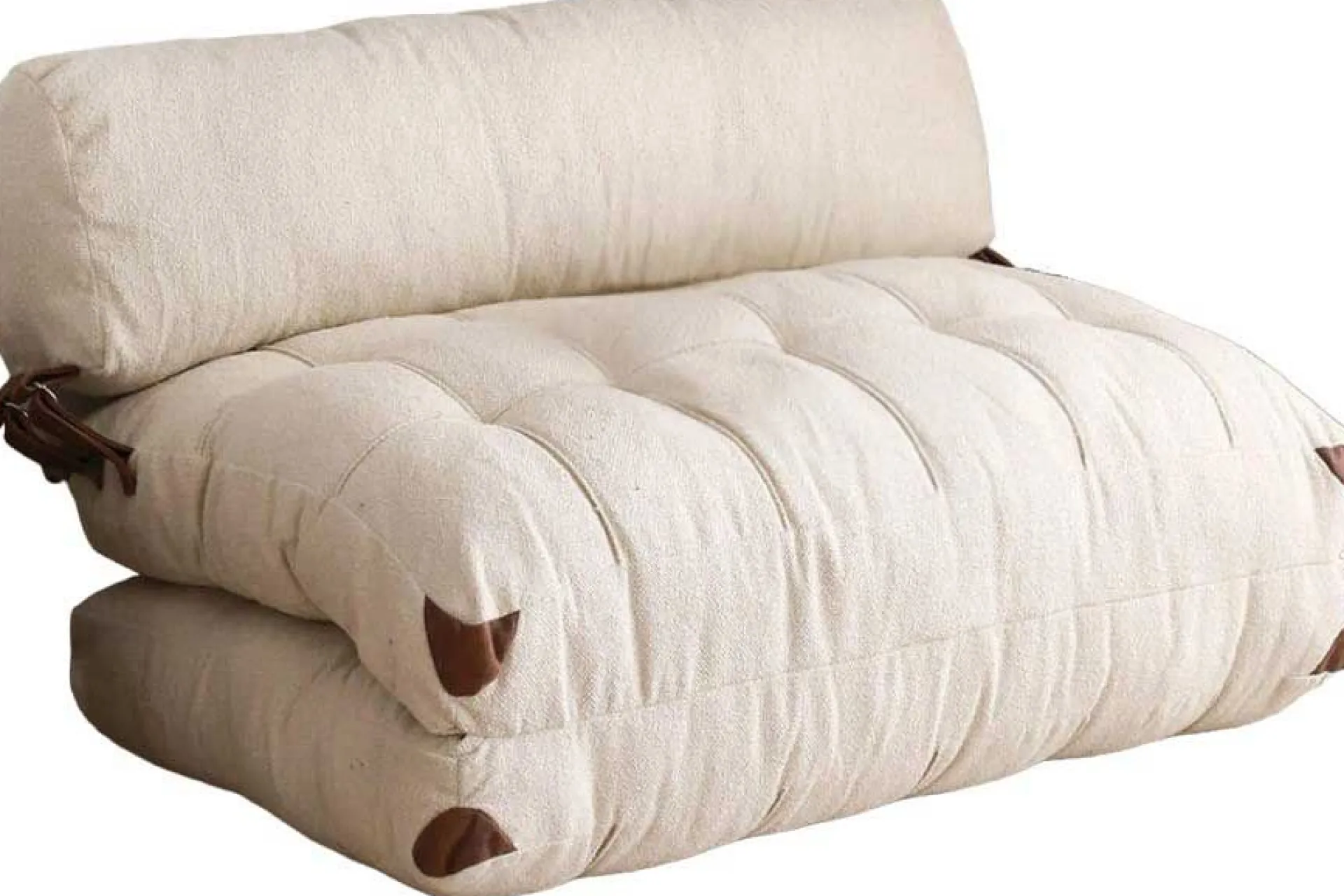 Emob Fold Kadife 2-Sitzer-Schlafsofa | Teddystoff | Creme